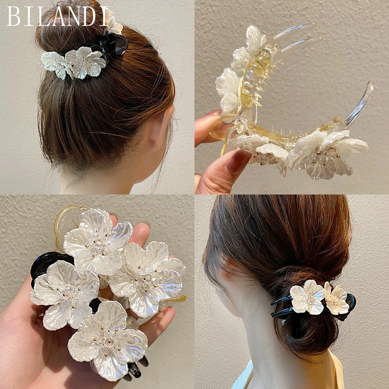 

Bilandi Sweet Flower Clip Large Resin Hair Clip Hair Claws for Women Girl Hair Accessories Head Style Make
