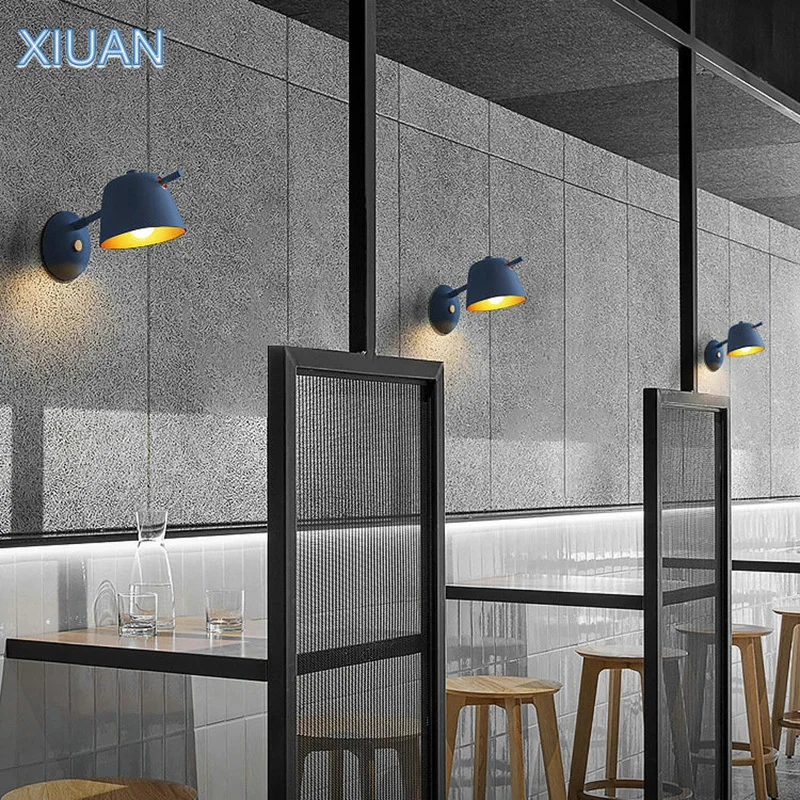 

Minimalism Nordic Kitchen Wall Lamp Light for Bed Room Living Room Metal Sconces Blue White Black Wall Lamps Study Office shop