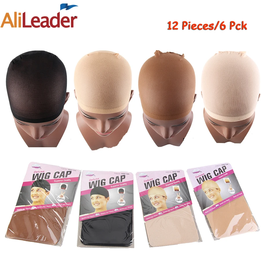 

Alileader 12Pcs/6Pack High Quality Wig Cap Brown Stocking Cap For Lace Front Wigs Wig Caps Stocking Elastic Liner Mesh For Wigs