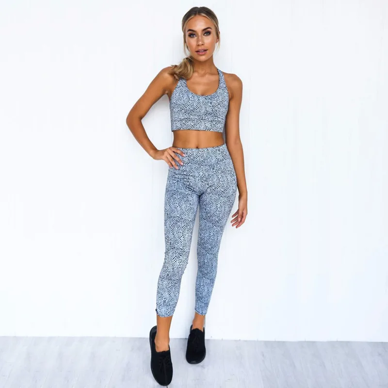 

Женский комплект для йоги с цветочным принтом, сексуальный дышащий бюстгальтер и брюки, спортивный костюм для тренажерного зала, тренировок по бегу, комплект из двух предметов, цветочный Yomoriee