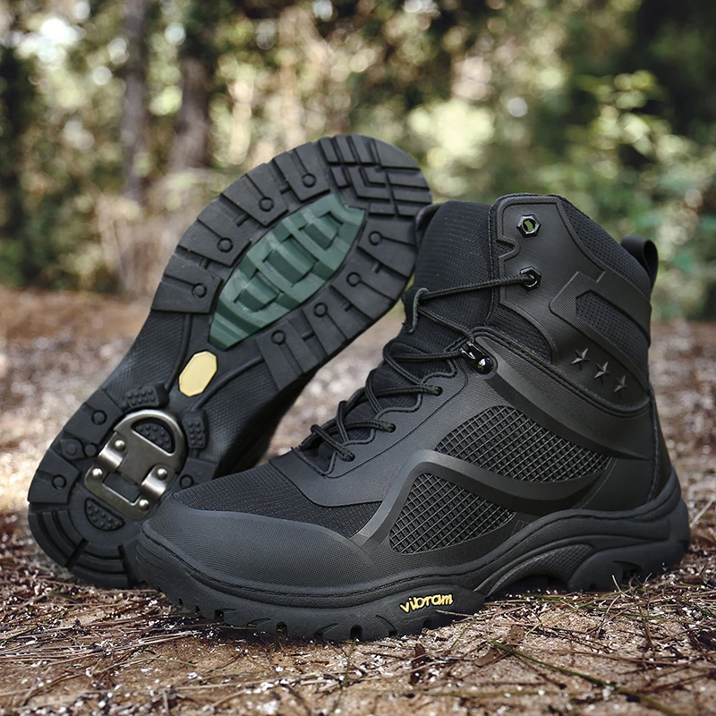 

Black Hightop Sneakers Hiking Shoes Waterproof Mountain Boots Men And Women High Quality Brand Field Travel Boots Plus Size 46