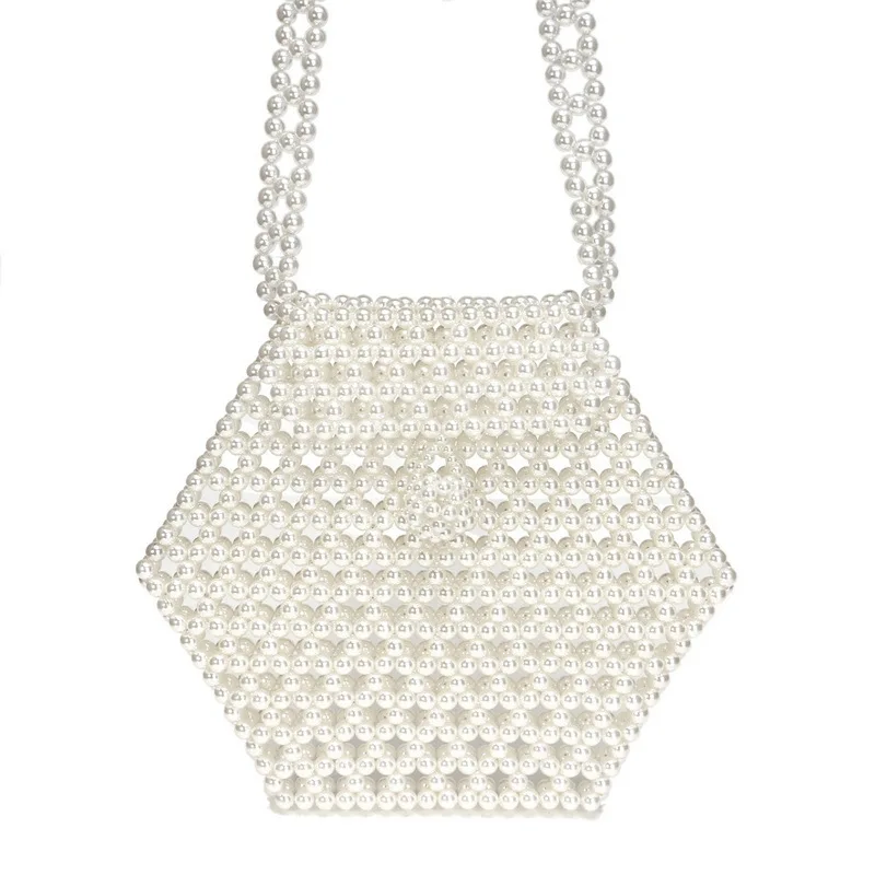 

The New Pearl Bag Hand-woven Messenger Bags Ins Mini Phone Bag Women a5887
