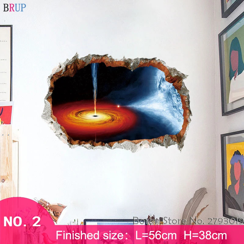 10 Style Black Hole 3D Wall Stikers Creative Universe Science Art Home Decor for Kids Room Planets Decals |