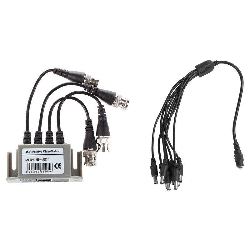 

1 шт. 4-канальный видеопередатчик BNC UTP CAT5 и 1 шт. 5.5x2, 1 мм 8-канальный сплиттер, кабель питания постоянного тока