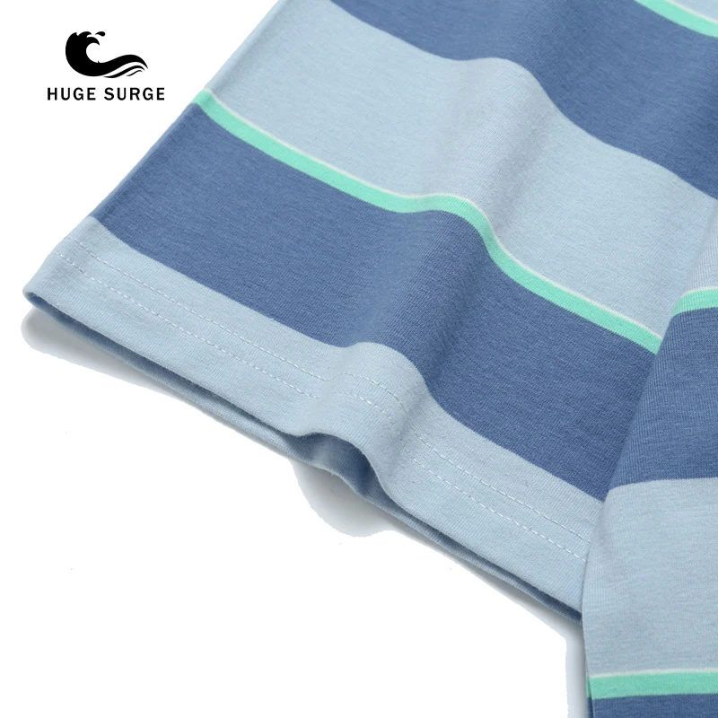 

Summer Popular Logo Striped Short Sleeve T shirt Men And Women Loose INS Hong Kong Style Casual Round Collar Half Sleeve