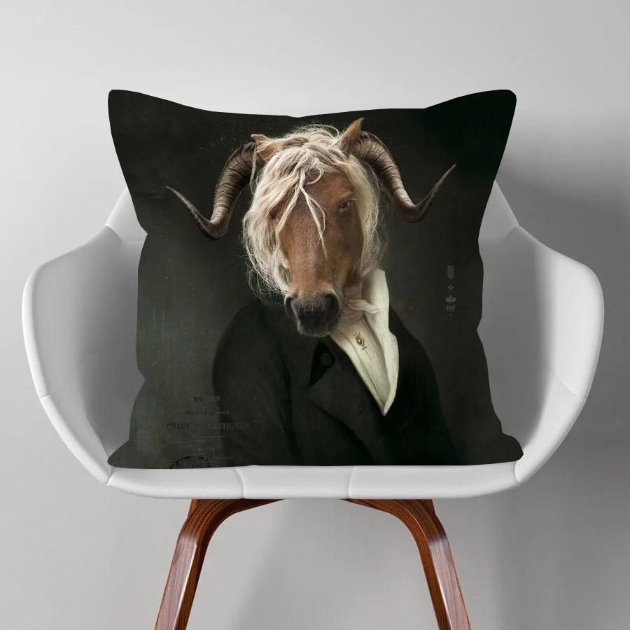 Наволочка для подушки в скандинавском стиле с изображением зебры лошади лисы