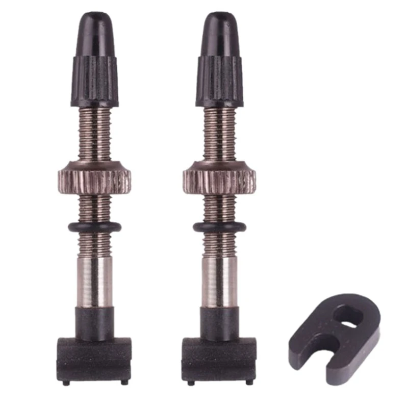 

2PCS Bicycle Tubeless Tire Presta Valve 60mm Alloy Stem Brass Core for Mountain Road Bikes with Cap & Tool