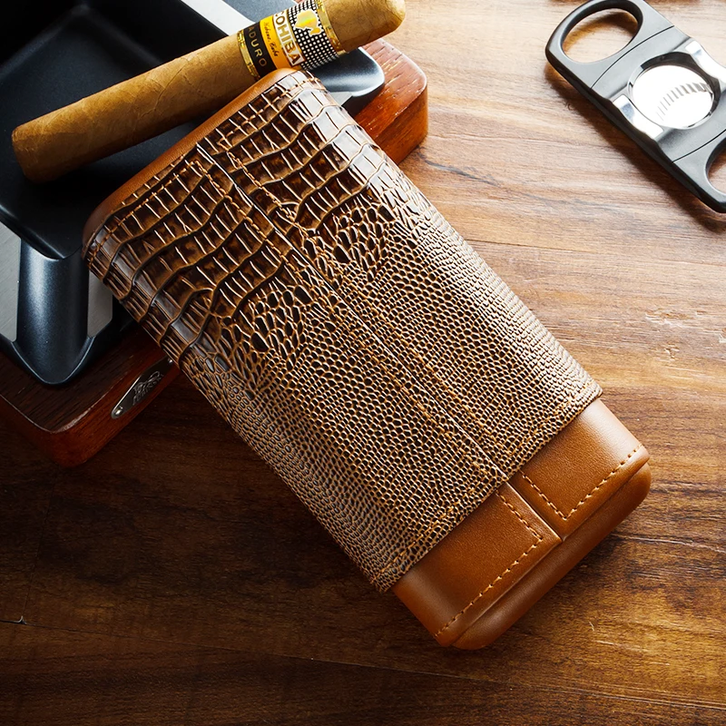 Кожаный чехол для сигар LUBINSKI кедровый Дорожный Чехол хьюмидор с 3 трубками и подарочной коробкой ремесло