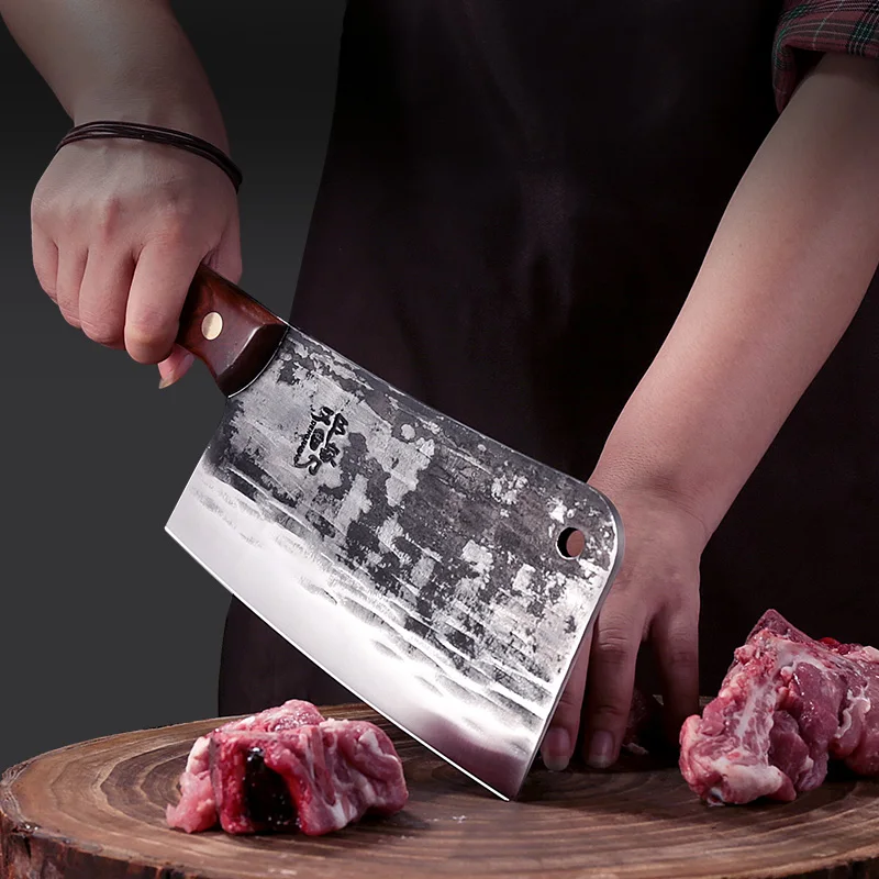 DENGJIA-cuchillo de carnicero de estilo de acero al carbono, forjado, hecho a mano, picadora de cocina, para el hogar, pescado, hueso, carne, cuchilla para pollo-0