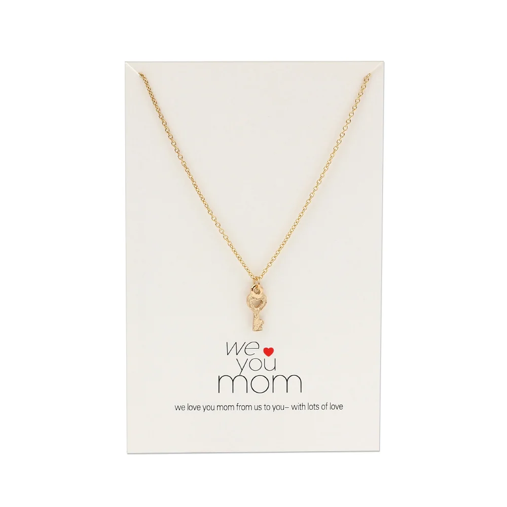 1pc Minimalist Compass Key Charms Wish Card Choker Collier Necklaces Link Chain For Dear MOM Women Fashion Jewelry Gifts CN94 | Украшения и