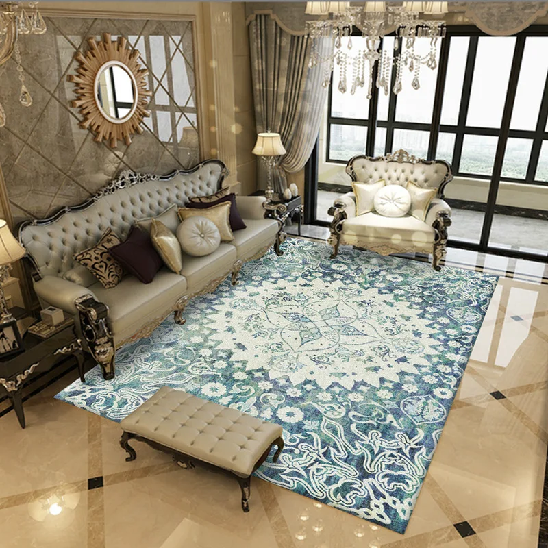

Living Room Blue Carpets Area Rugs American Vintage Persian Carpet Coffee Table Area Rugs Tapete Delicate Floor Mats Home Decor