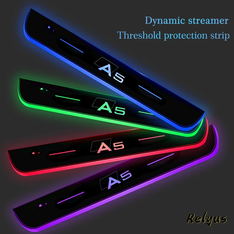 

Luminous Car Logo Moving LED Welcome Pedal Car Plate Pedal Door Sill Pathway Light For Audi A5 Sportback Coupe B8 B9 Accessories