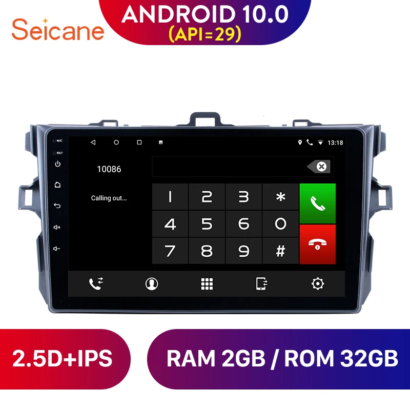 Автомобильный мультимедийный плеер Seicane 9 дюймов Android 10 0 GPS Navi для 2006 2007 2012 Toyota Corolla