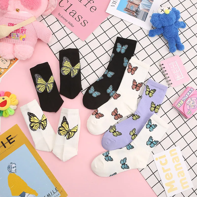 

Лето носки для девочек новые носки с бабочками женская уличная Harajuku с круглым женские носки для малышей; Модные; Прямая поставка; Питания