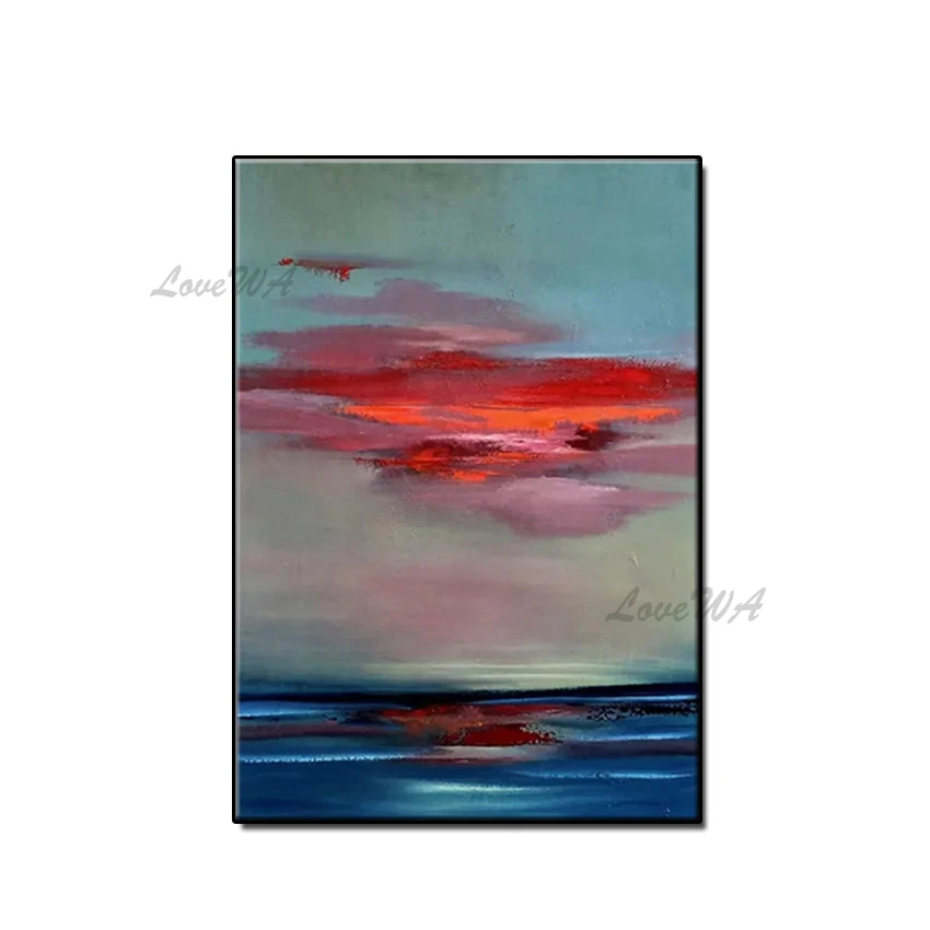 

A Charming View Of The Seaside In The Evening Handpainted Oil Painting On Abstract Modern Dreamy Color Canvas Paintings Wall Art