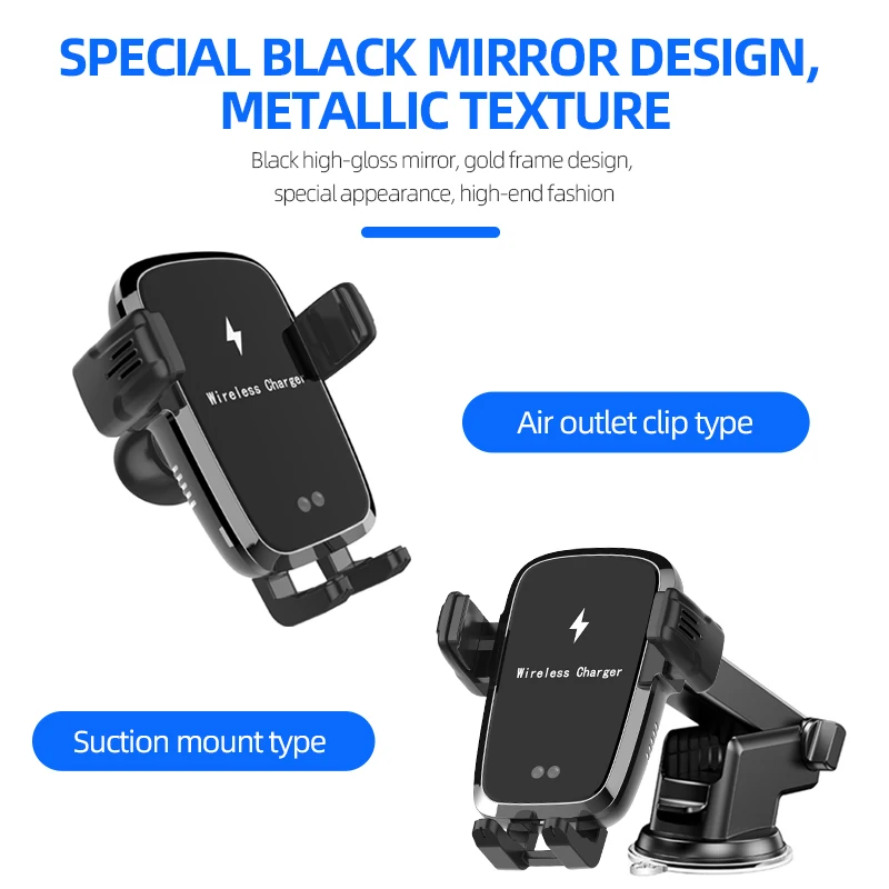 

15W Automatic Clamping Car Wireless Charger Mount for iPhone 12 Samsung S20 LG HUAWEI Infrared Sensor Universal Holder - 2 Types