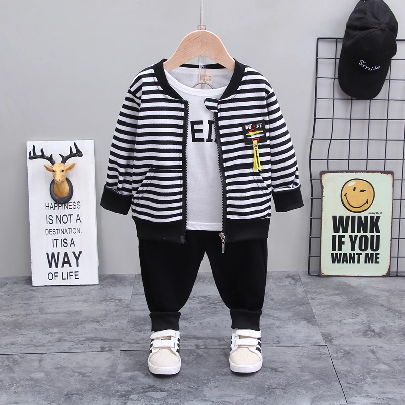 

Spring Baby Girls Boys Clothing Sets Toddler Infant Clothes Suits Casual Coats T Shirt Pants 3pcs Children Costume