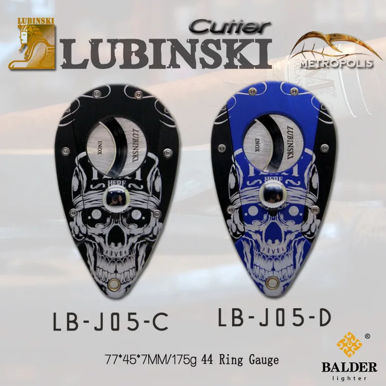 

New 1pcs Metal Cigar Cutter/Scissor Construction Painted Skull in Black Ground knife with 2 Blades LBJ05