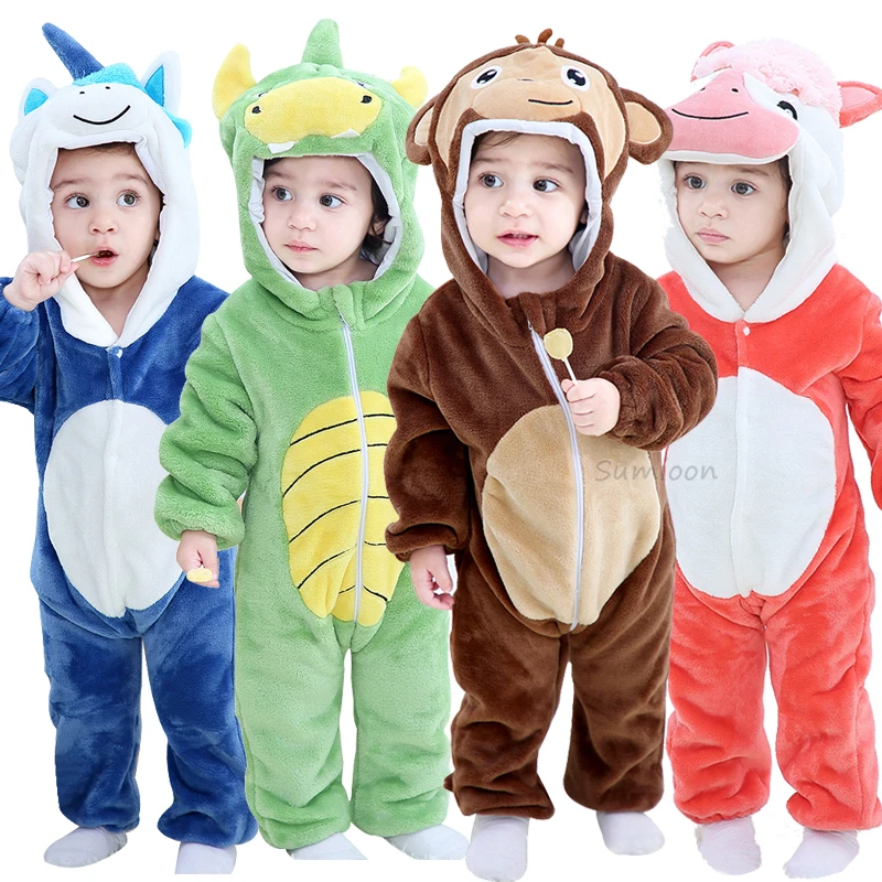 Одежда для маленьких девочек комбинезоны с единорогом и животными Детский