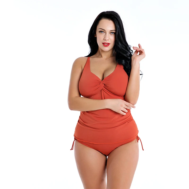 

Sexy Women One Piece Swimsuit Female Big V-neck Solid Red Black Blue Swimwear Backless Monokini Bathing Suit Beach 4XL-8XL
