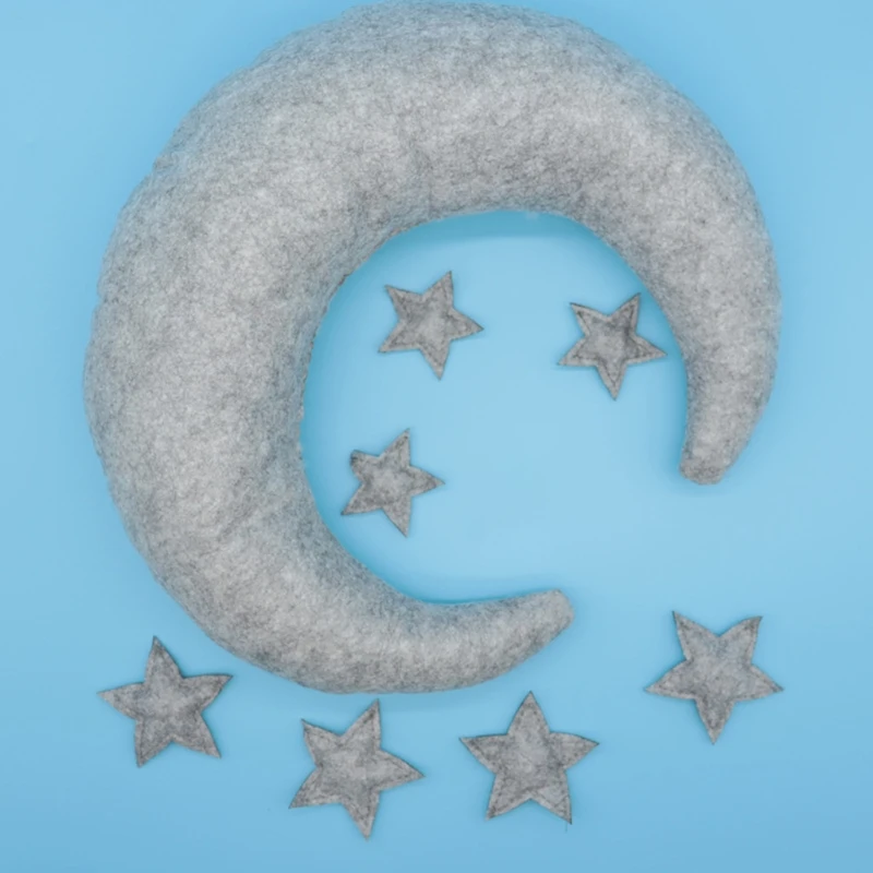Conjunto de almohada y estrellas para beb&eacute; reci&eacute;n nacido, accesorios de fotograf&iacute;a para sesi&oacute;n de fotos-4