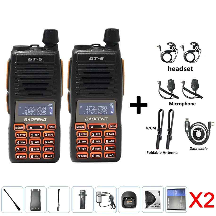  2PCS/LOT BAOFENG Newest GT-5 Two Way Ham Radio UV-82 PRO 30KM Long Distance
