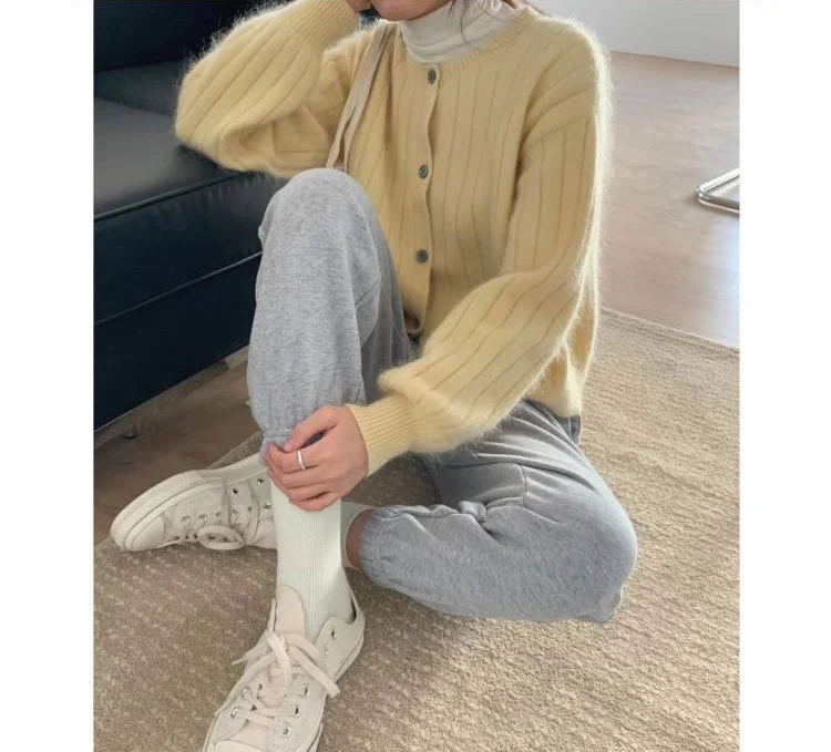 

CMAZ 2021new European Station Loose Thick Heavy Industry Raccoon Velvet Knitted Cardigan Haima Sweater for Women Fall and Winter