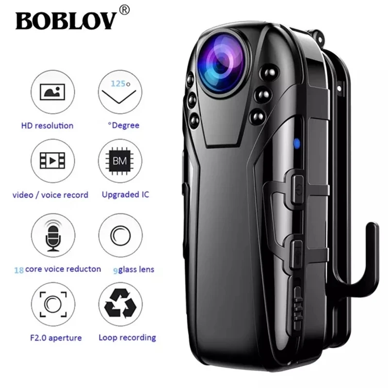Маленькая камера Boblov L02 Full HD 1080P портативная полицейский видеорегистратор для
