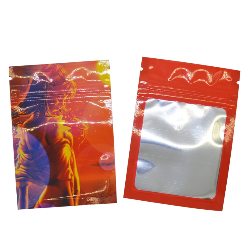 

100 pcs 7x10 cm (2.76"x3.94") Zip Lock Pouches Aluminum Mylar Foil Food Bags Customized Printed Bags With Windows
