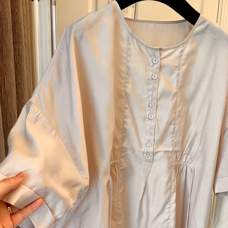 

KUSAHIKI Summer 2021 Women Doll Shirt Ouff Sleeve O-neck Causal Sweet Blouse Tops Korean Shirring Blusas Camisas Mujer 6J572