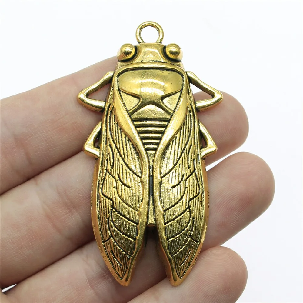 4 шт. античный золотой тон 2 4x1 3 дюйма (62x33 мм) Cicada Подвески кулон для изготовления
