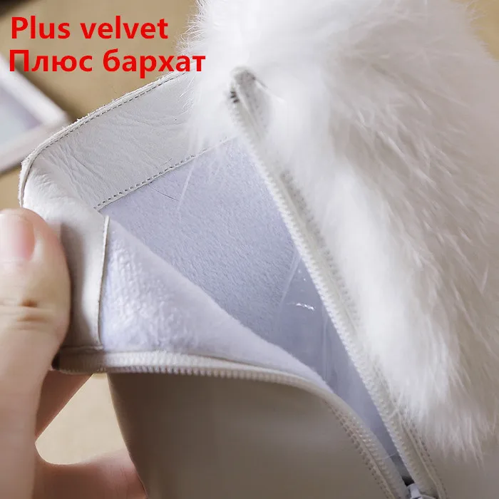 Женская обувь с кроличьими ушками кожаная теплая плюшевая зимняя женская на