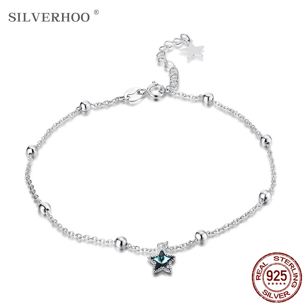 Ножной браслет SILVERHOO из стерлингового серебра 925 пробы с круглыми бусинами