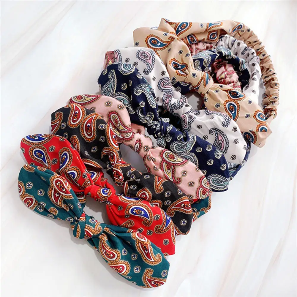 

Модные женские летние милые повязки для волос с принтом кешью, повязки для волос в стиле ретро с бантиком и крестиком-тюрбаном, банданы для м...