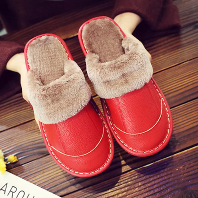 

Winter Women Slippers Home Warm Fluffy Shoes Ladies Waterproof House Floor Slipper Couple Fashion Soft Plush Footwear 2021 New