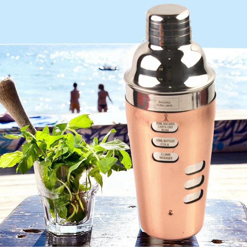 

700ml bar tools copper wine mojito cocktail maker cocktail shaker drink mixer leak-proof shake flask with marking Шейкер