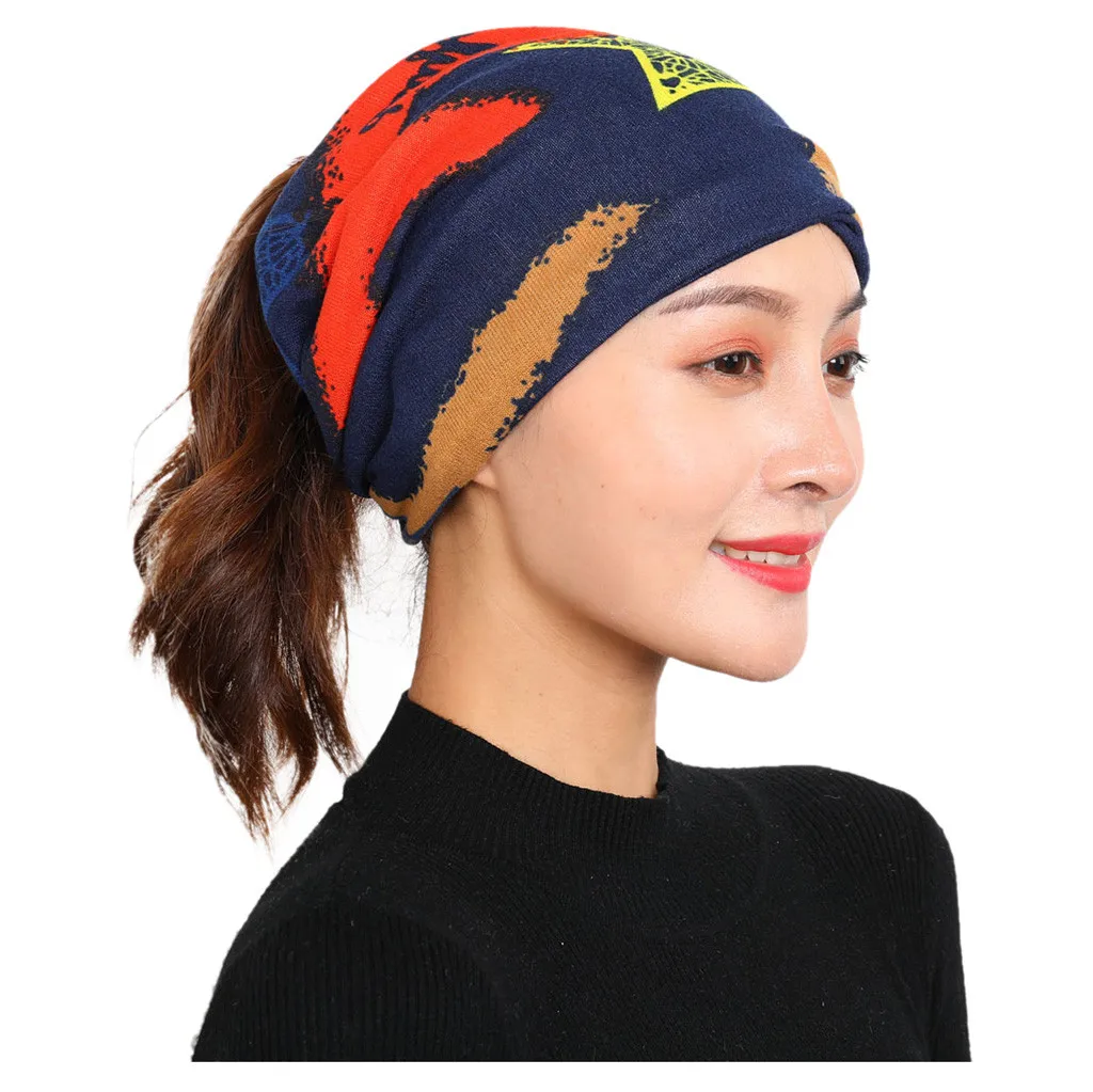 Осенне-зимние повседневные женские вязаные шапки удобные теплые с принтом