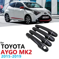 black color carbon fiber door handles cover trim set for toyota aygo mk2 2015 2016 2017 2018 2019 car accessories cap styling