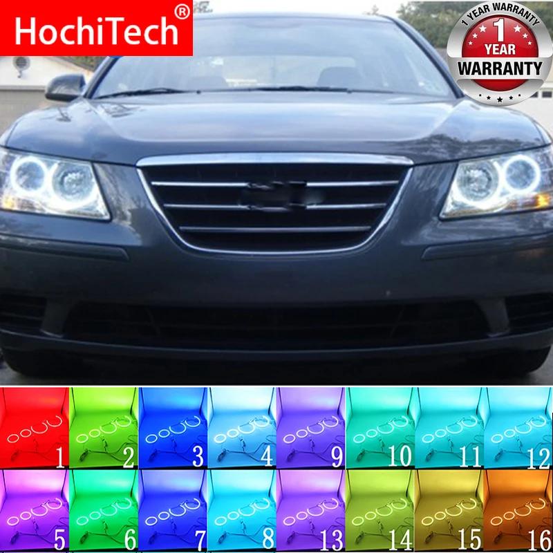 Разноцветный RGB LED Angel Eyes Halo Ring Eye DRL RF пульт дистанционного управления для Hyundai Sonata