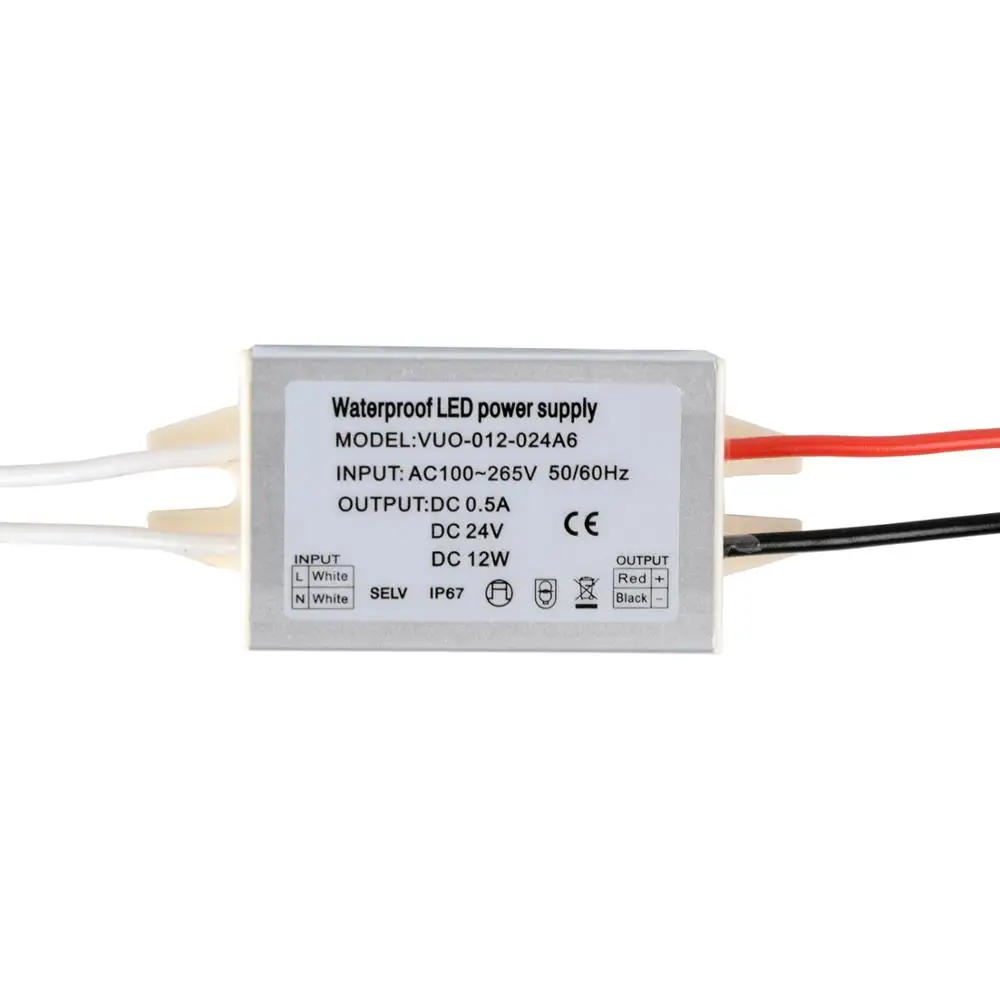Светодиодный трансформатор IP67 водонепроницаемый 12 в пост. Тока/24 В/12 Вт