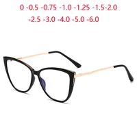 0 0 5 0 75 to 6 0 blue light blocking cat eye prescription glasses for the nearsighted women men tr90 myopia frame diopter
