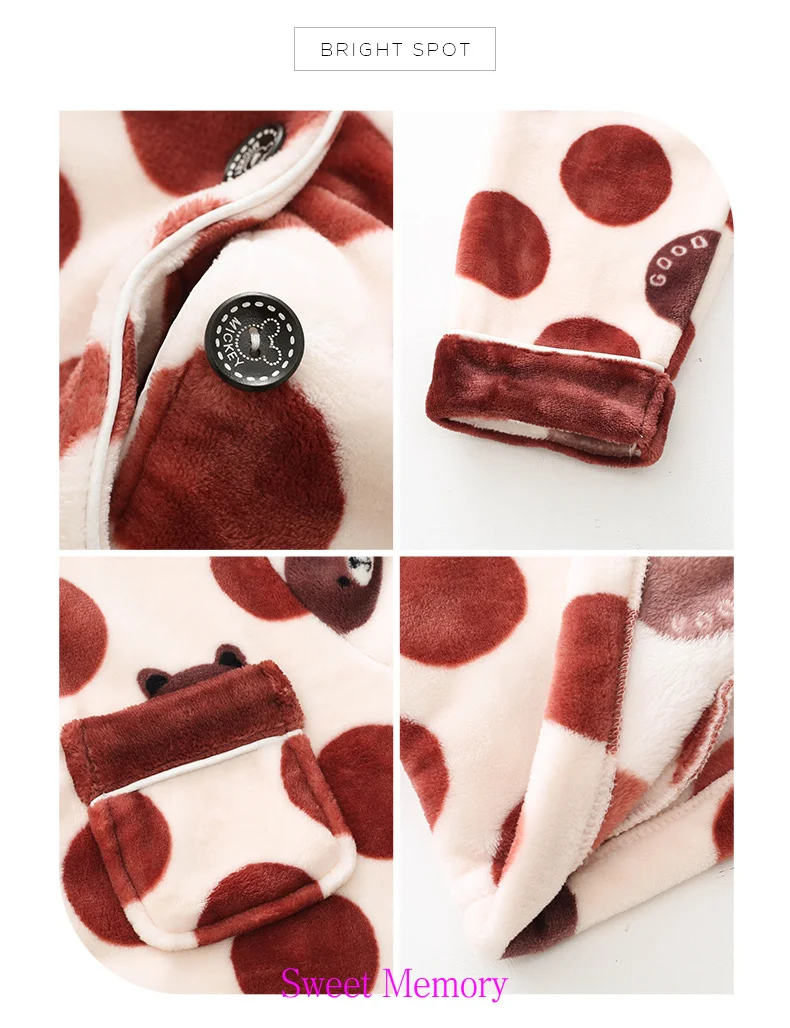 

2020 Sweet Memory Women Winter Warm Flannel Sleepwear Pajamas Lady Pajama Sets Dot Cartoon Pijamas Home Suit