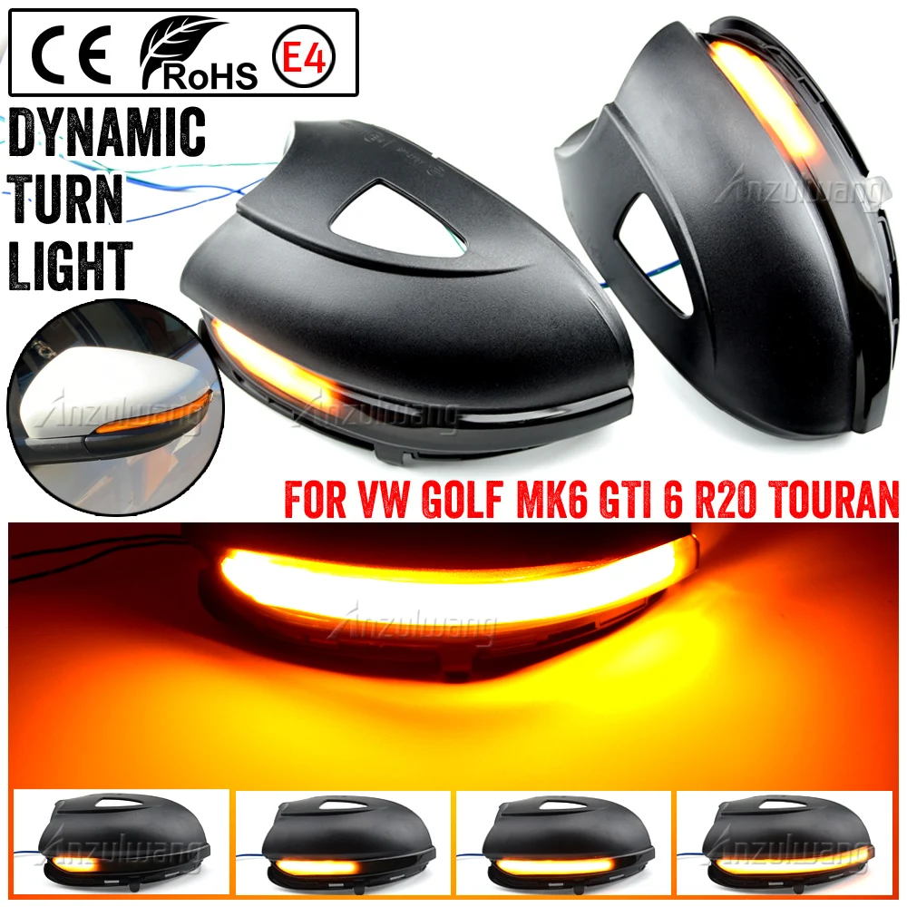 

For VW GOLF 6 MK6 GTI R32 08-14 Touran Dynamic Turn Signal LED Side Wing Rearview Mirror Indicator Blinker Repeater Light Lamp