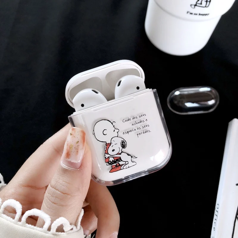 Жесткий прозрачный чехол для AirPods, беспроводные наушники, милый бренд, чехол для зарядки, сумка для AirPods 1 2, защитный чехол