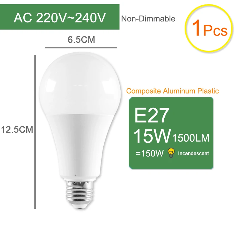E27 15W No Dimmable Kaguyahime 1 шт./5 шт. затемняемый мини E14 Светодиодный светильник 220В светодиодный E14 лампа светодиодный светильник E27 3 Вт 5 Вт 6 Вт 9 Вт 12 Вт лампада лампа Para Bombilla ампула - Испускаемый цвет: E27 15W No Dimmable