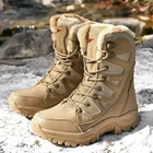 Мужские и женские зимние ботинки, военные ботинки для пустыни, боевые ботинки, теплые тактические ботильоны с мехом, рабочая обувь, размеры 36-46