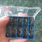 100 шт.корт. 10 размеров, Стандартный Крючок из углеродистой стали для ловли нахлыстом, крючки с бородкой для ловли карпа, морская снасть, аксессуары для домашних животных