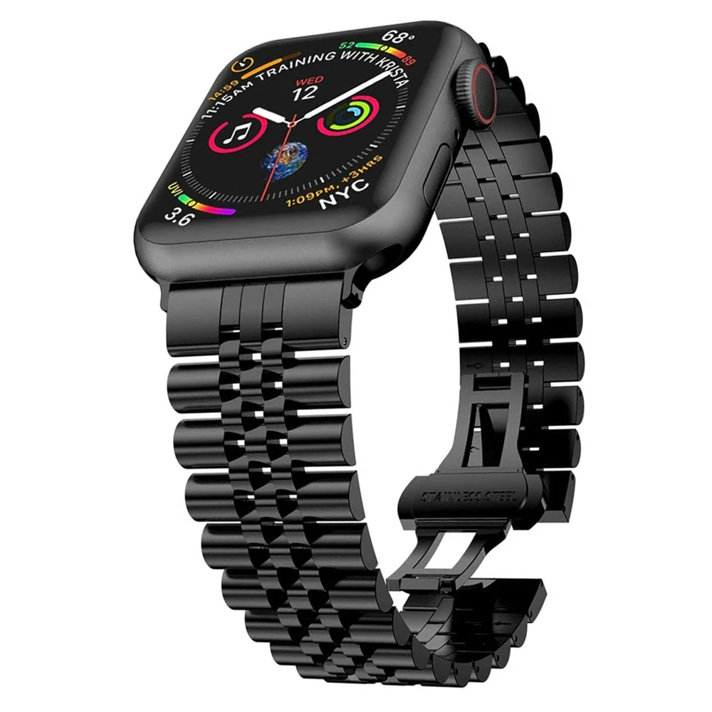 Браслет из нержавеющей стали для apple Watch Band Series 5 6 SE 44 мм 40 мужской звеньевой