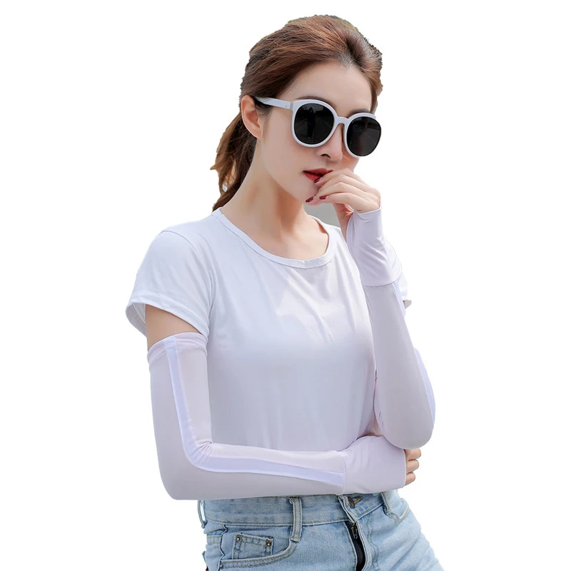 

Korean Solid Ice Sleeve Summer Sports Uv Protection Running Cycling Driving Reflective Bands Ice Fabric Unisex Arm Sleeves New