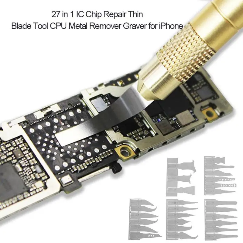 

27 In 1 IC Chip Repair Thin Blade Tool CPU Metal Remover Burin To Remove For Mobile Phone Computer Processor Repairing Tools